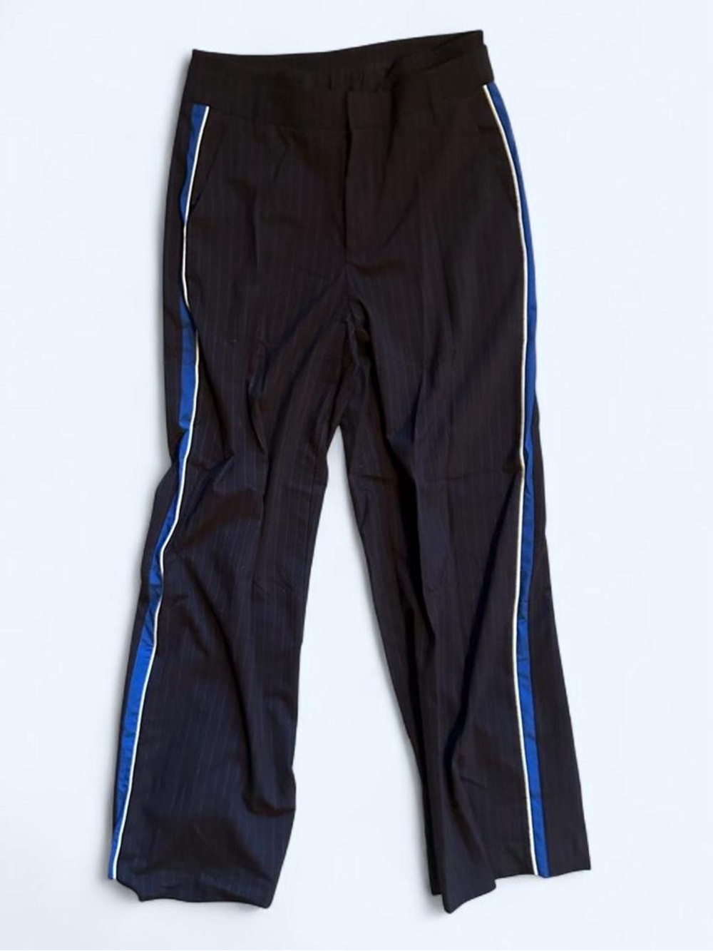 Zara Black Pinstripe Pants with Navy Stripe